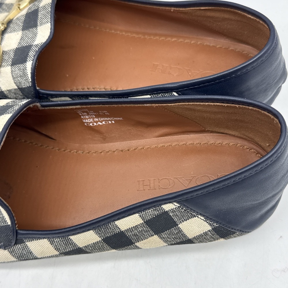 Coach Haley Gingham Loafers  Womens 9.4 Navy/Chalk Horsebit Loafer Shoes - Picture 5 of 15